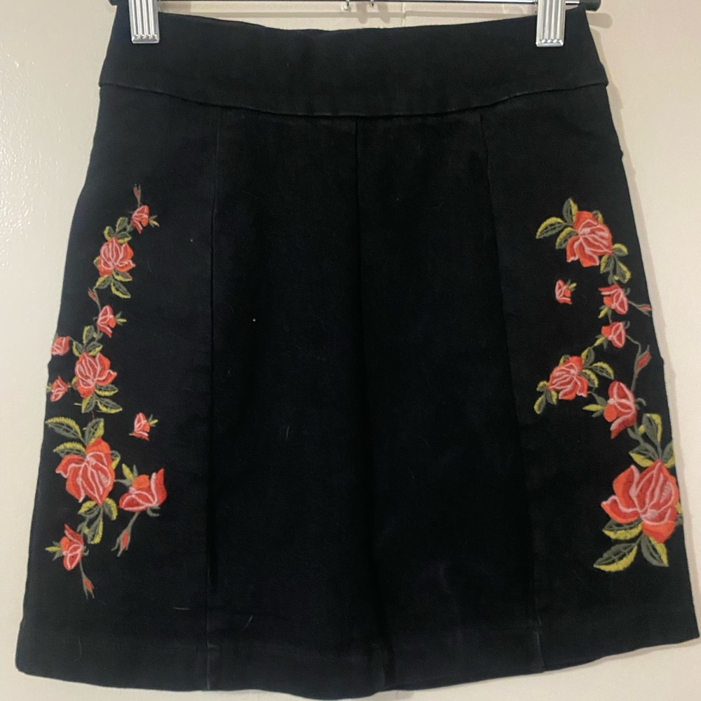 Black, Floral Skirt